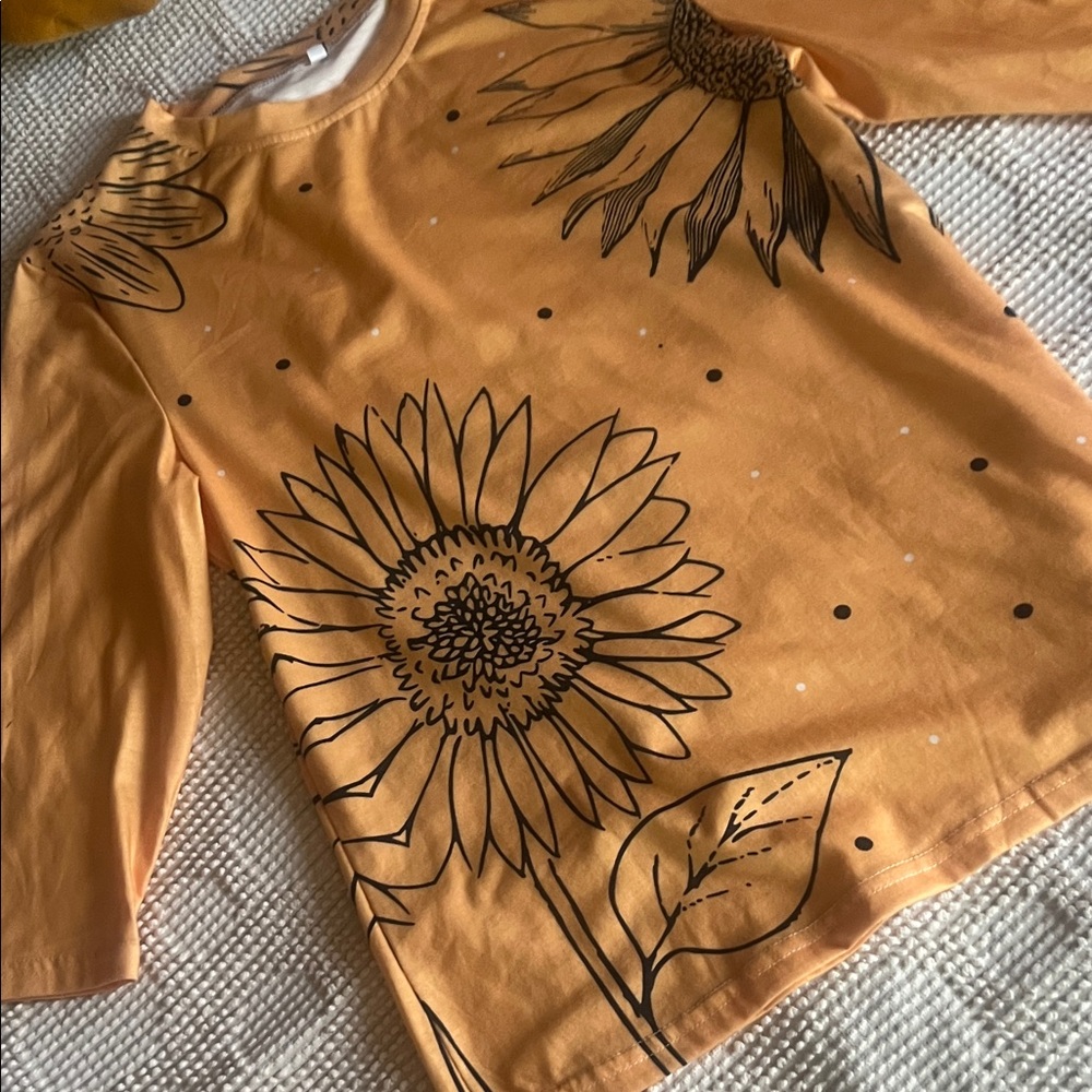 Sunflower Print Kids Shirt in Orange